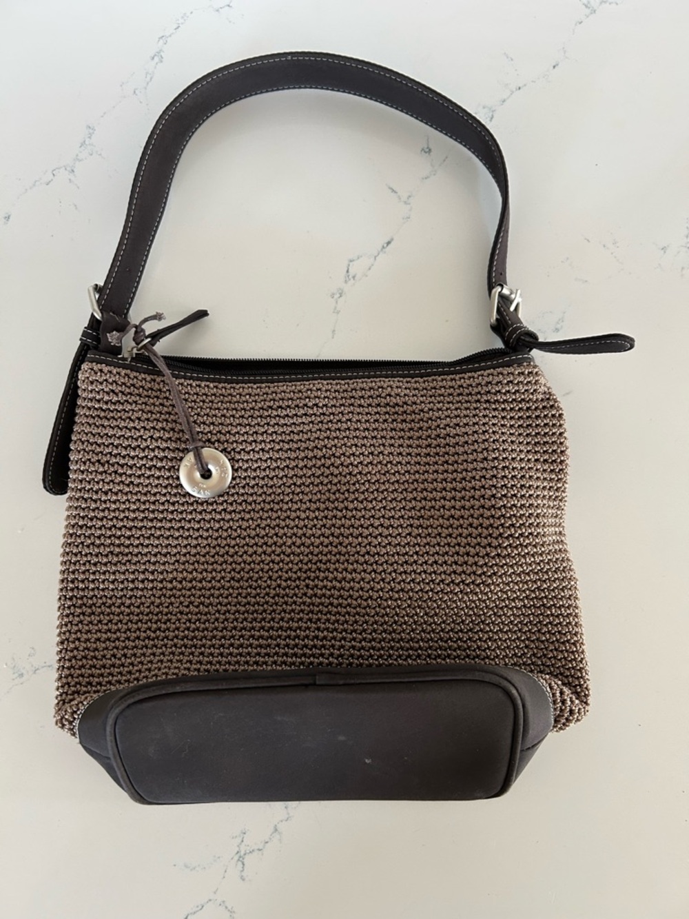 Vintage Brown Crochet Shoulder Bag THE SAK Boho Gypsy Y2K